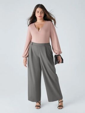 Halara Wide-Leg Dress Pants in Gray